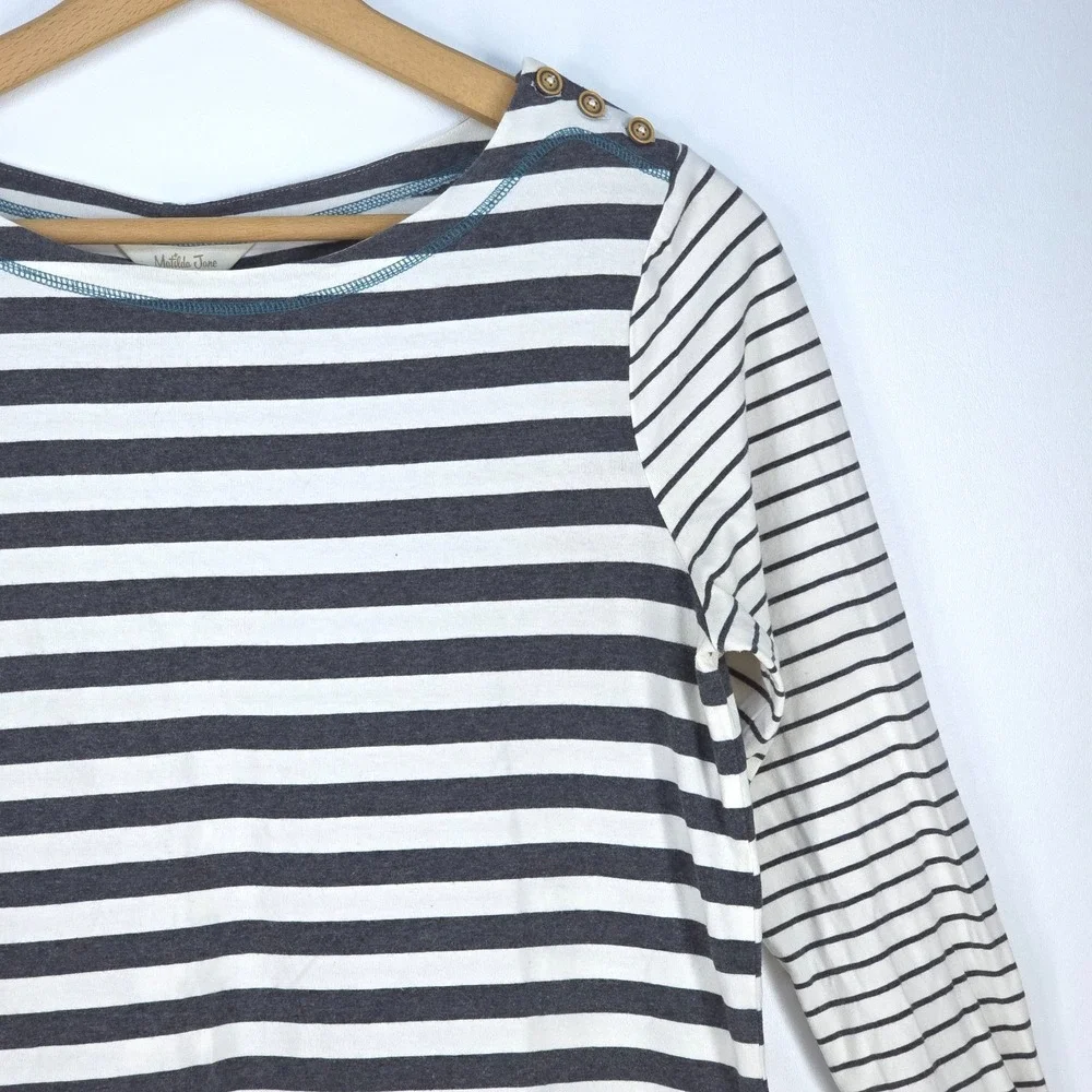 Matilda Jane Just Imagine Marcelle Boat Neck Womens Medium Striped Nautical Cozy